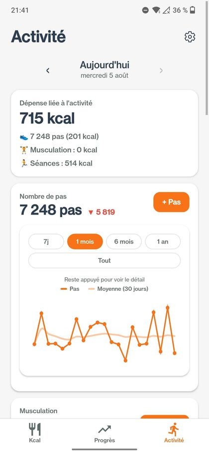 Suivi de l'activité et des pas
