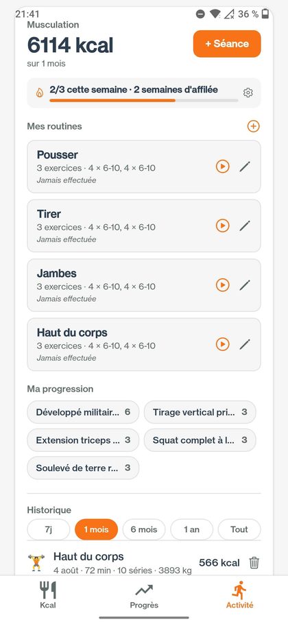 Séances de musculation et routines