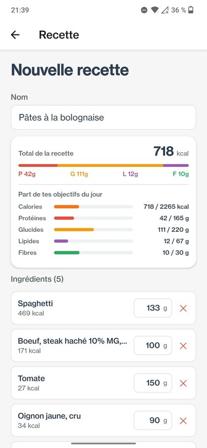 Création d'une recette